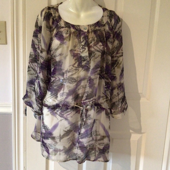 Mario Serrani Purple and Gray Blouse - Picture 3 of 4